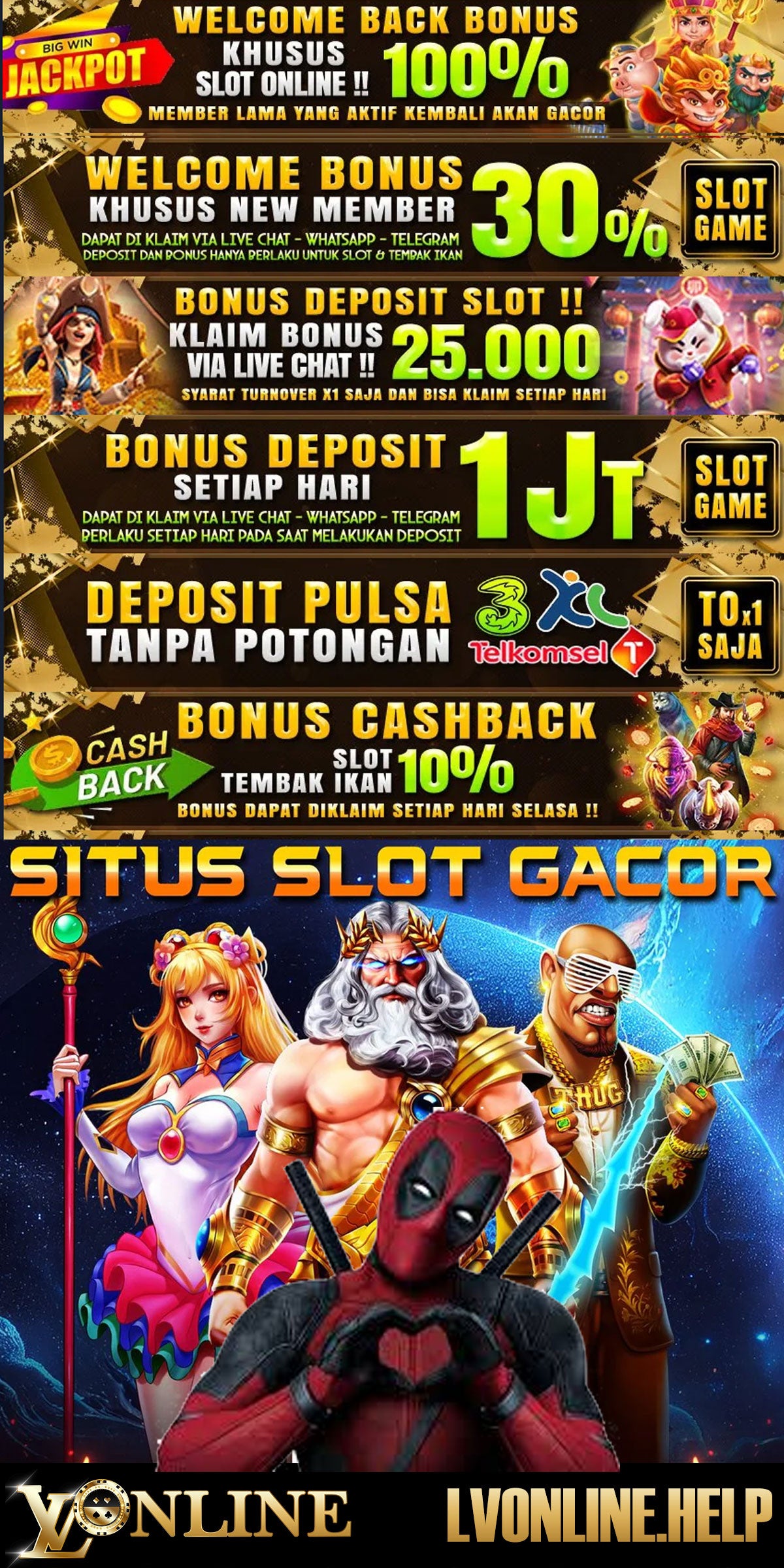 LVONLINE: Situs Slot Pulsa Gacor Deposit Murah 5000 Gampang JP